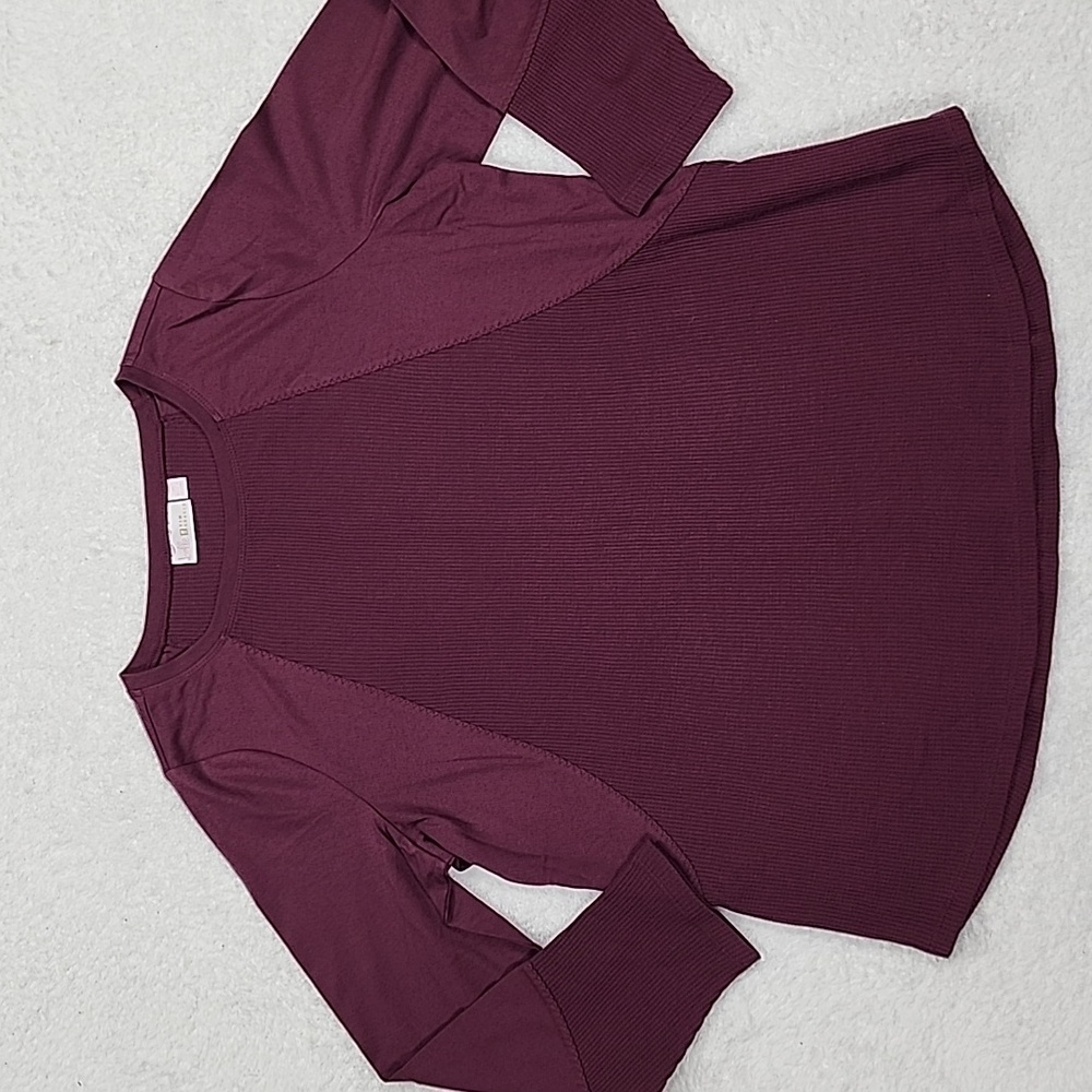 Belle By Kim Gravel Long Sleeve Waffle Knit Top
